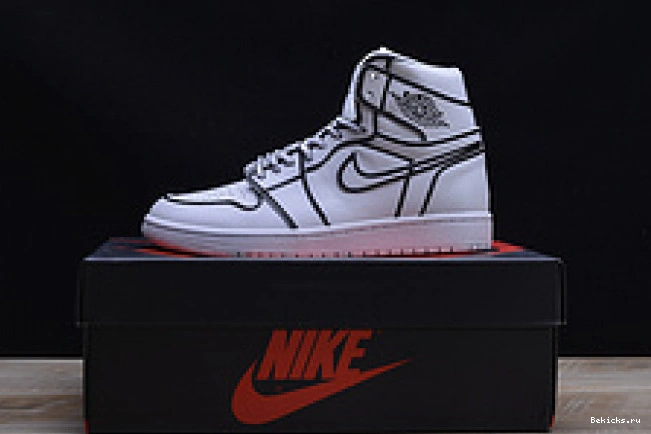 Cheap BK jordan hand-painted 3d pencil” nike mens retro air “comic 1 aa4724-110 white 1203